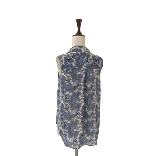H&M Blue Paisley Printed Sleeveless Shirt  | Gently Used |