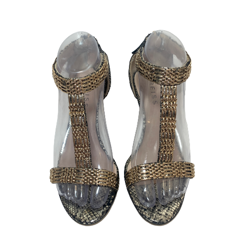 Reiss Gold T-strap Metallic Heels | Like New |