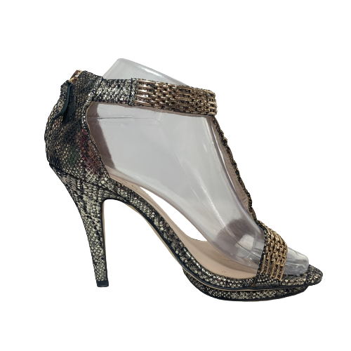 Reiss Gold T-strap Metallic Heels | Like New |