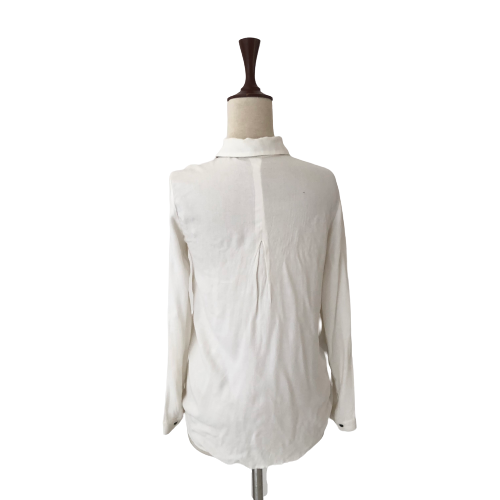 Mango White Collared Shirt with Black Neck Tie | Pre Loved |