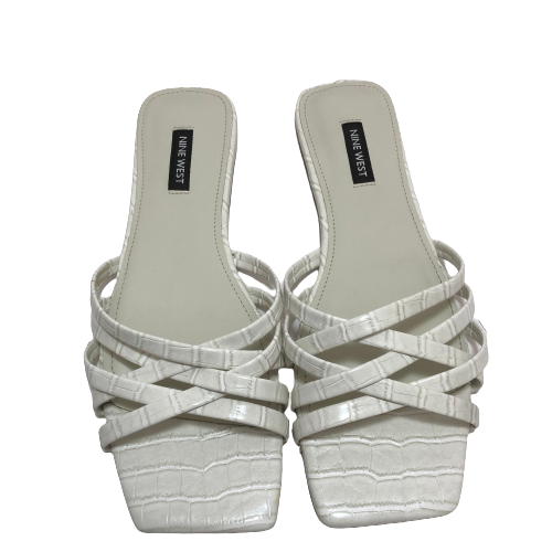 Nine West White Strappy Flat Sandals | Pre Loved |