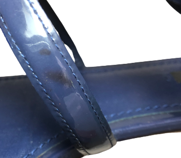 Louis Vuitton Navy Patent Leather Logo Sandals | Pre Loved |