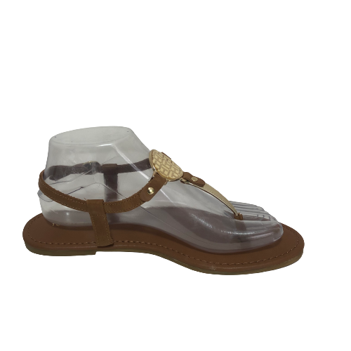 Tommy Hilfiger Brown Leather Logo Thong Sandals | Brand New |