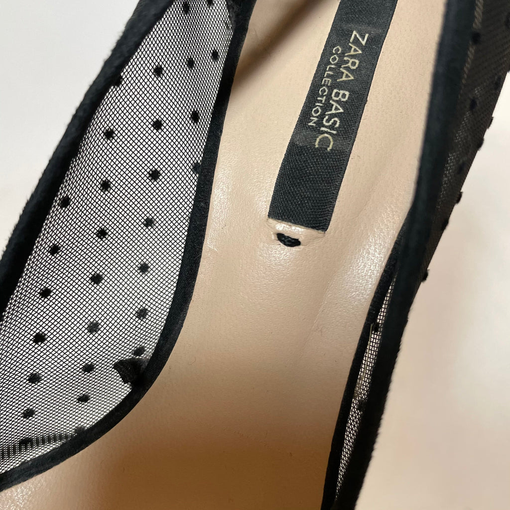 ZARA Black Net Peep-toe Heels | Pre Loved |