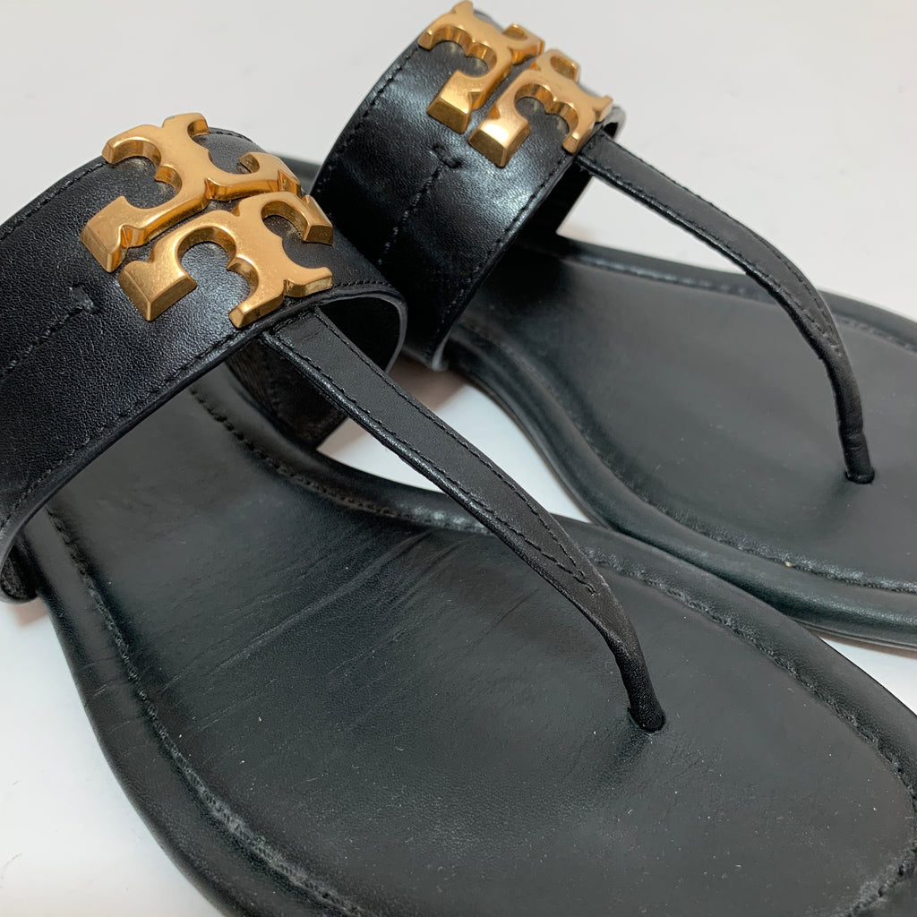 Tory Burch Black Leather 'Everly' Thong Sandals | Gently Used |