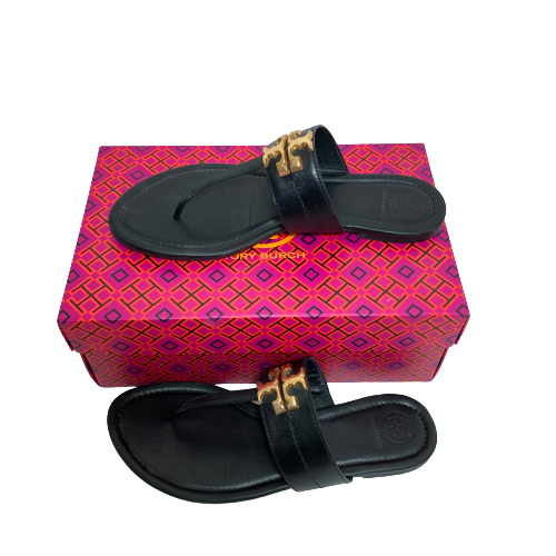 Tory Burch Black Leather 'Everly' Thong Sandals | Gently Used |