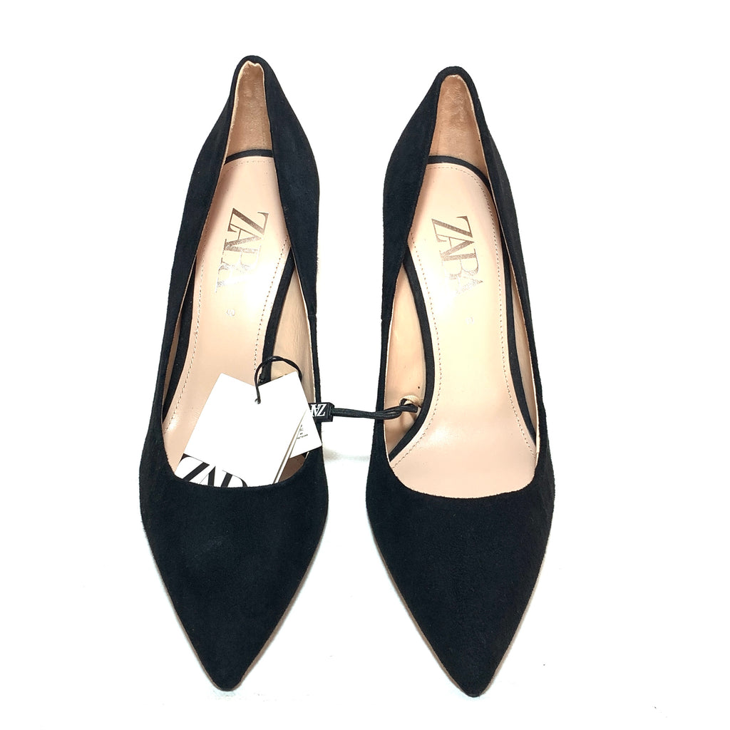 ZARA Black Suede Pointed Pumps | Brand New |