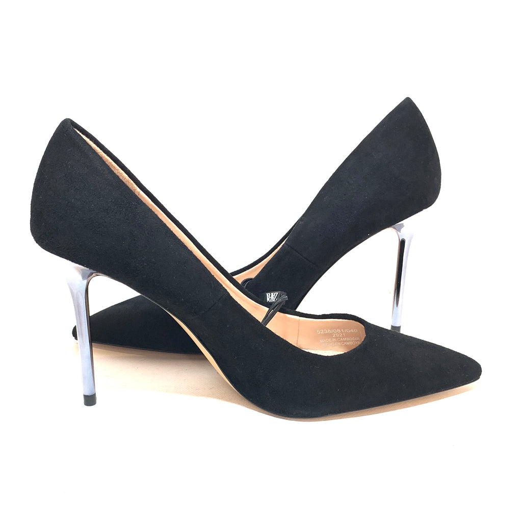 ZARA Black Suede Pointed Pumps | Brand New |
