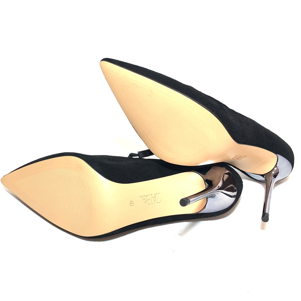 ZARA Black Suede Pointed Pumps | Brand New |