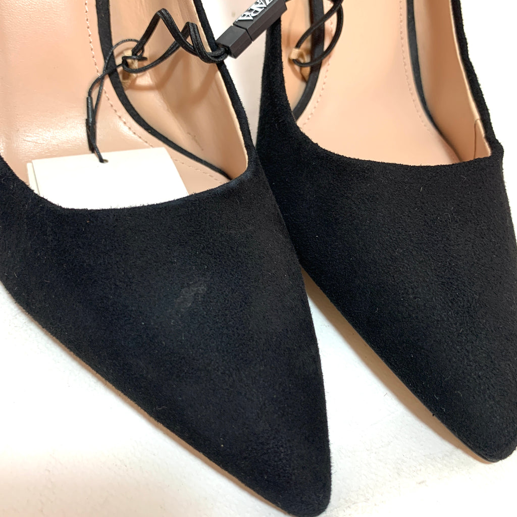 ZARA Black Suede Pointed Pumps | Brand New |