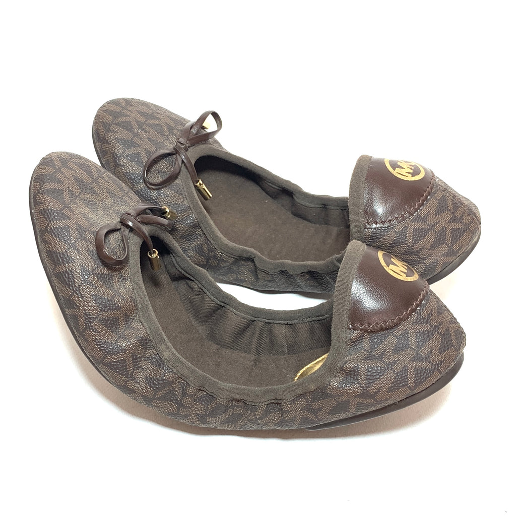 Michael Kors Brown Mini Logo City Ballet Flats | Gently Used |
