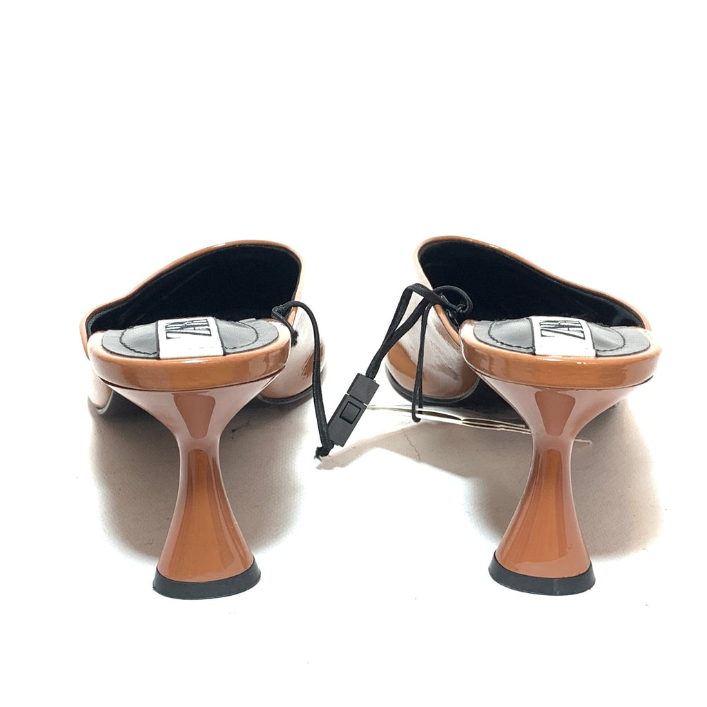 ZARA Tan Patent Mules | Brand New |