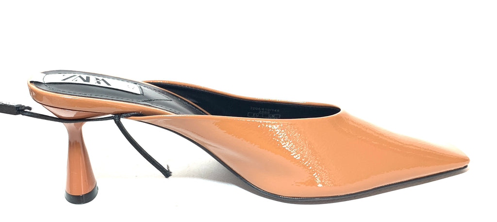 ZARA Tan Patent Mules | Brand New |