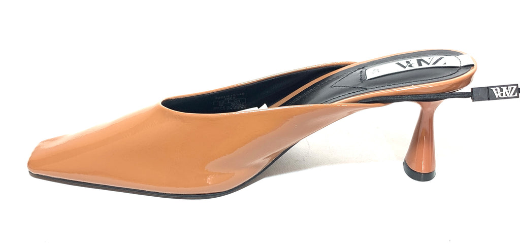 ZARA Tan Patent Mules | Brand New |