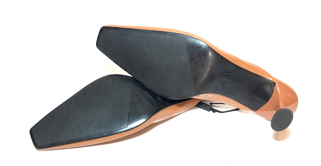 ZARA Tan Patent Mules | Brand New |
