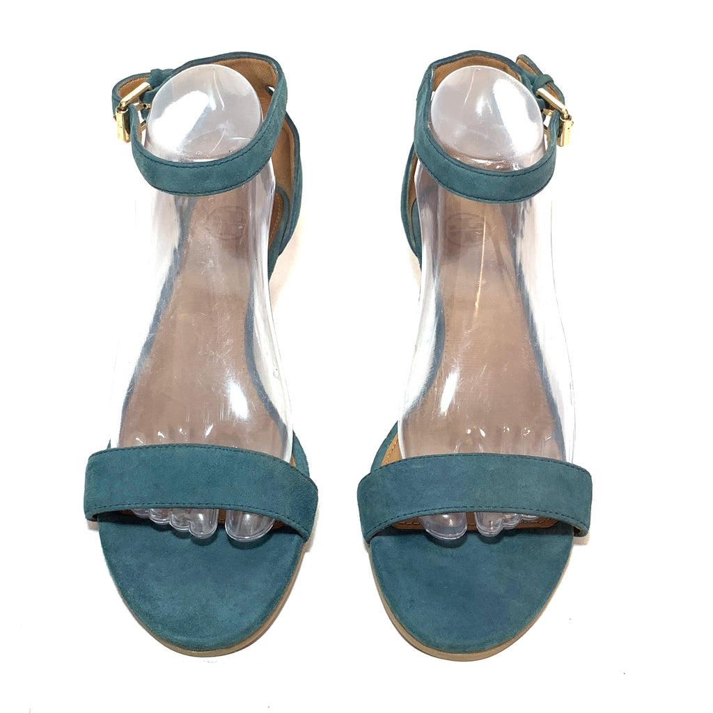 Tory Burch Teal Suede Cork 'Savannah' Wedges | Pre Loved |