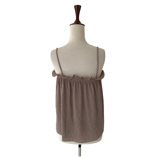 ZARA Beige Crinkle Sleeveless Top | Brand New |
