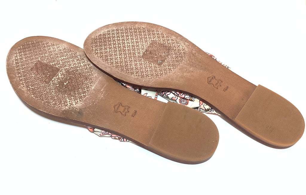 Tory Burch 'Carson' White & Pink Floral Print Sandals | Gently Used |
