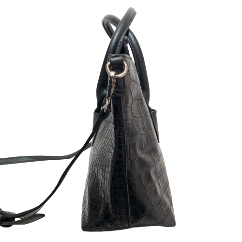 ZARA Black Croc-embossed Large Bag | Pre Loved |