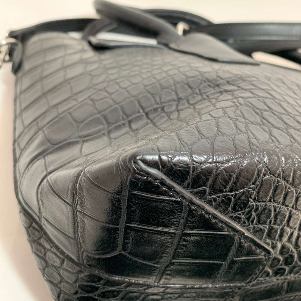 ZARA Black Croc-embossed Large Bag | Pre Loved |
