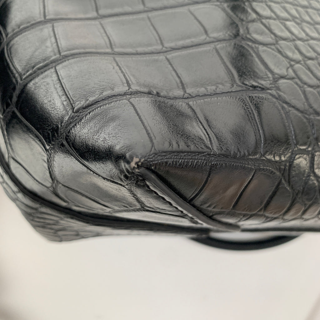ZARA Black Croc-embossed Large Bag | Pre Loved |