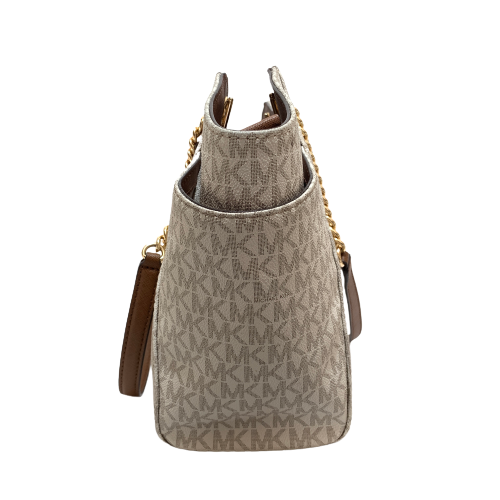 Michael Kors Vanilla Monogram Jet Set Travel Chain Shoulder Tote | Like New |
