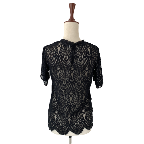 ZARA Black Lace Short-sleeved Top | Gently Used |