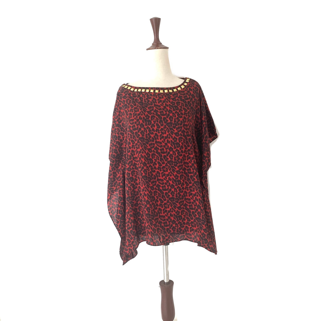 Michael Kors Red & Black Animal Print Top | Gently Used |