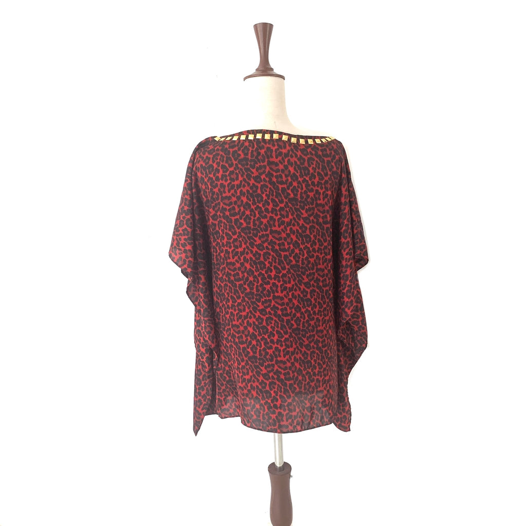 Michael Kors Red & Black Animal Print Top | Gently Used |