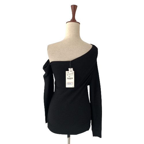 ZARA Black Off-shoulder Knit Top | Brand New |