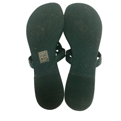 Tory Burch Emerald Green Tan 'Miller' Sandals | Gently Used |