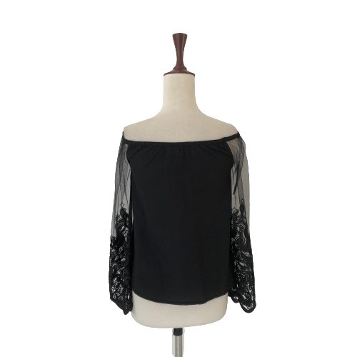Star By Julian McDonald Black Off-shoulder Lace Top | Gently Used |