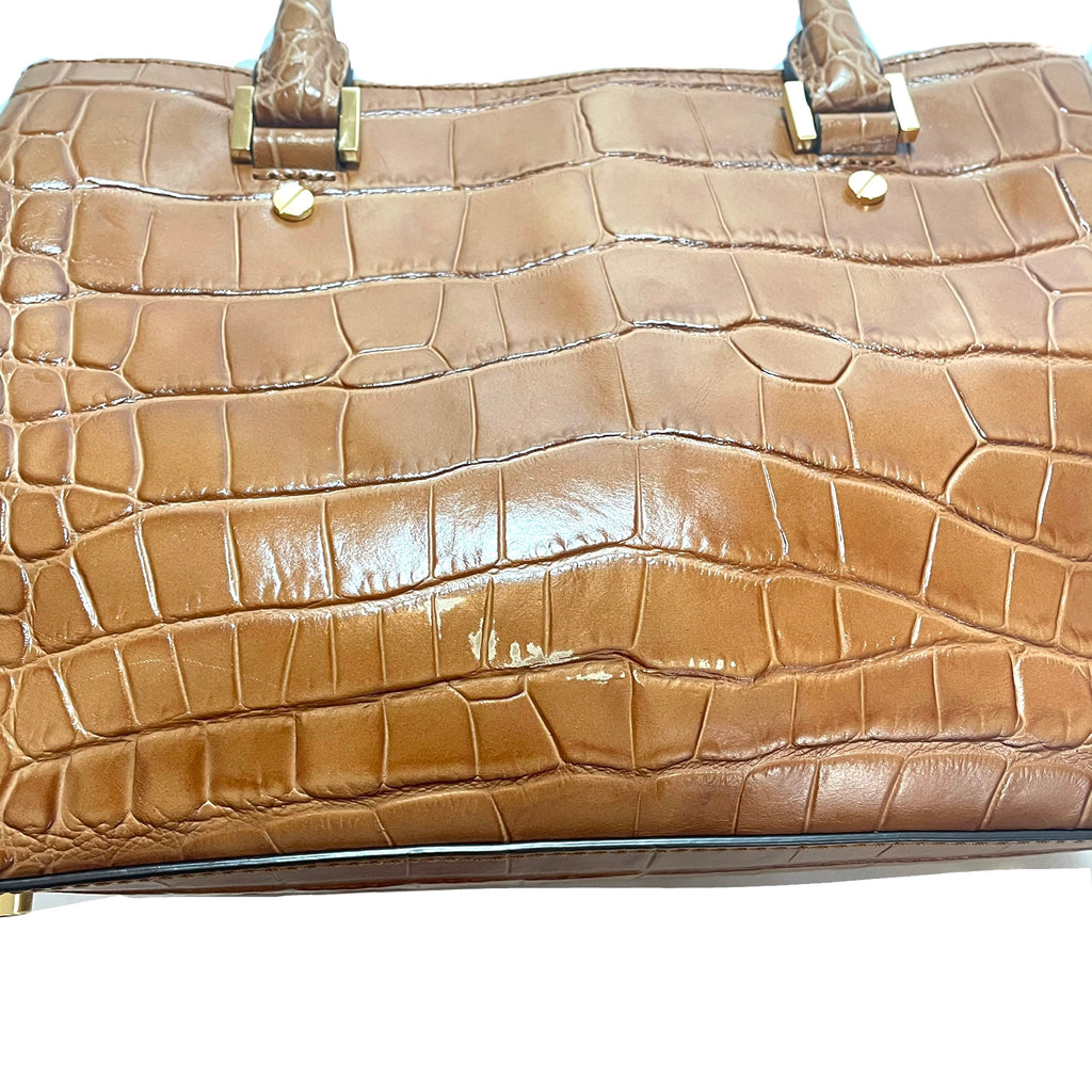 Michael Kors Tan Leather Croc Print Satchel | Pre Loved |