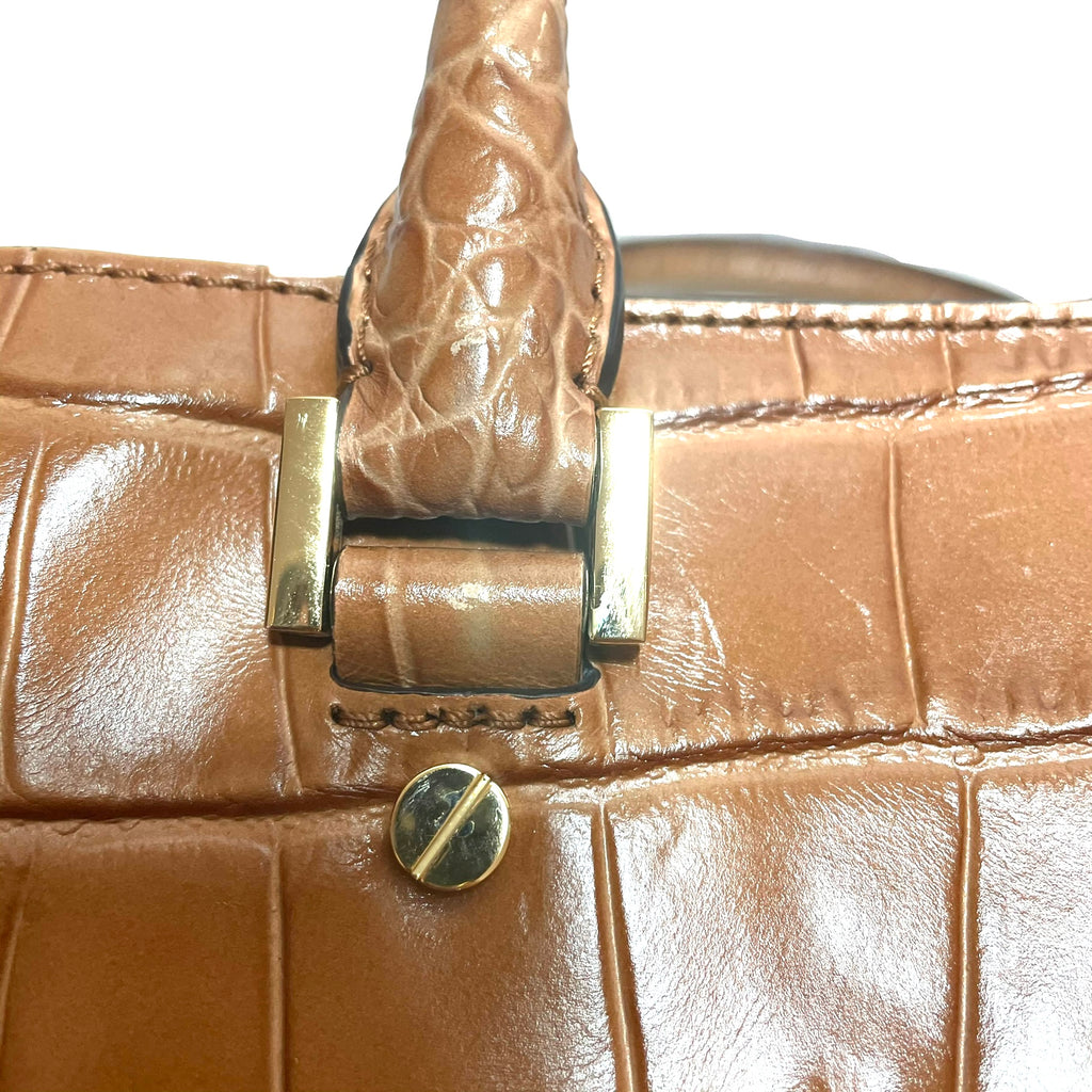 Michael Kors Tan Leather Croc Print Satchel | Pre Loved |