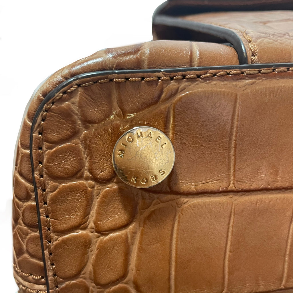 Michael Kors Tan Leather Croc Print Satchel | Pre Loved |