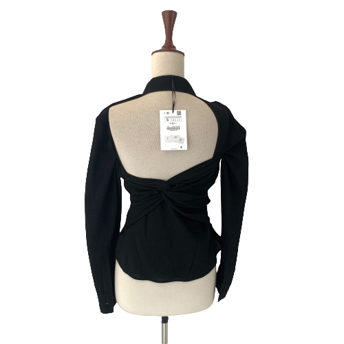 ZARA Black Low-back Collared Shirt | Brand New |