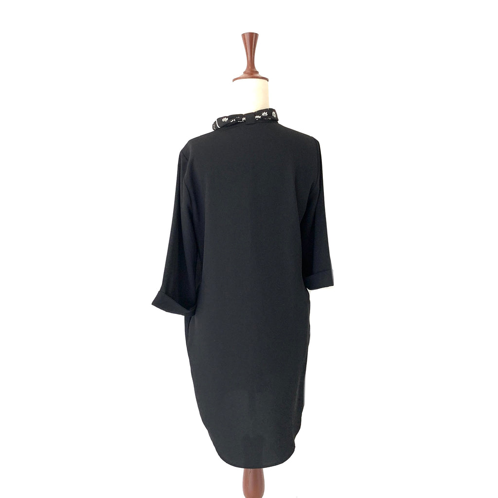 ZARA Black Long Tunic with Printed Scarf | Gently Used |