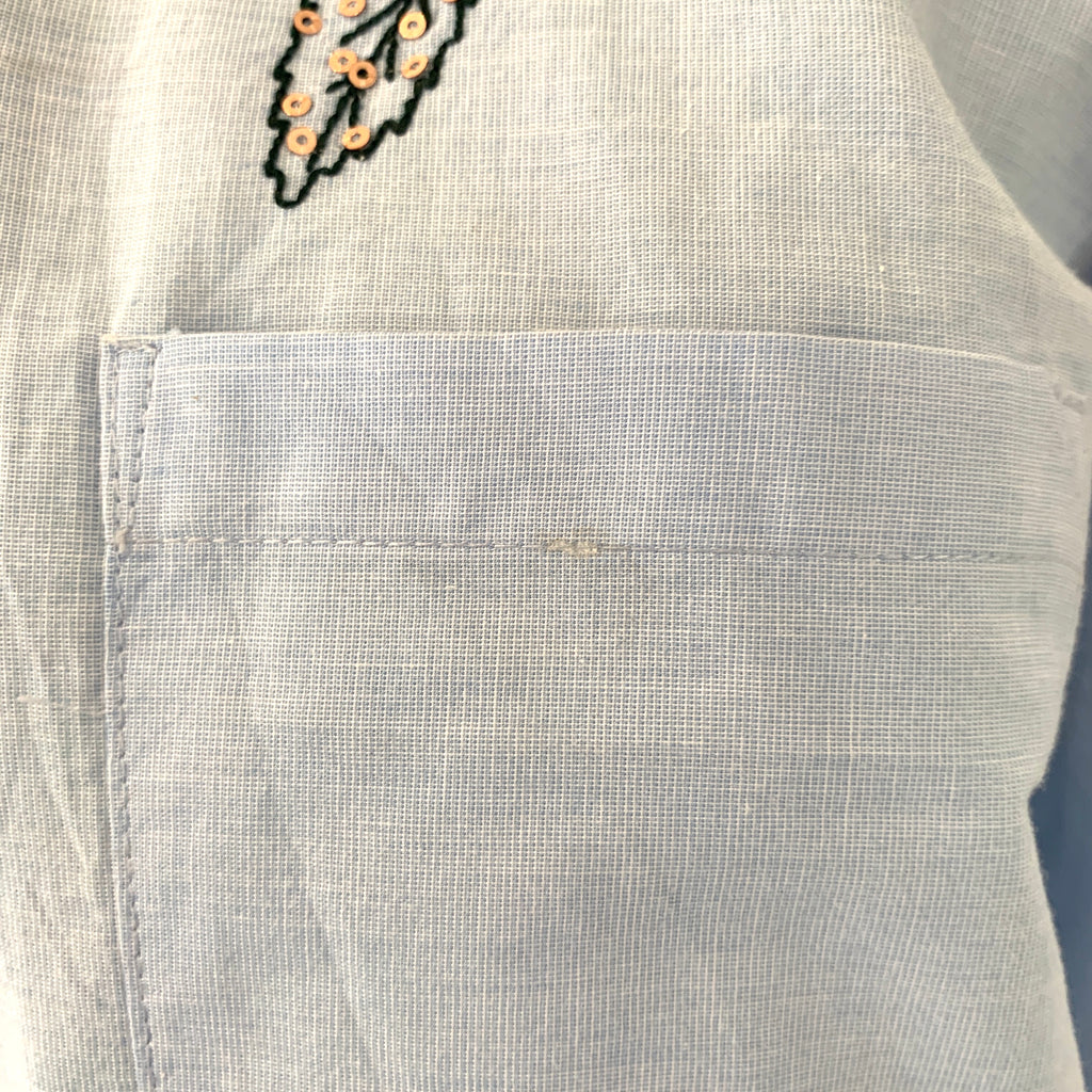 ZARA Light Blue Cotton Embroidered Shirt | Pre Loved |