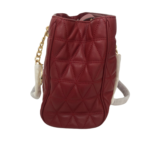 Michael Kors Maroon Leather 'Suzanna' Quilted Shoulder Bag | Brand New |
