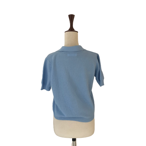 Mango Light Blue Knitted Collared Shirt | Gently Used |