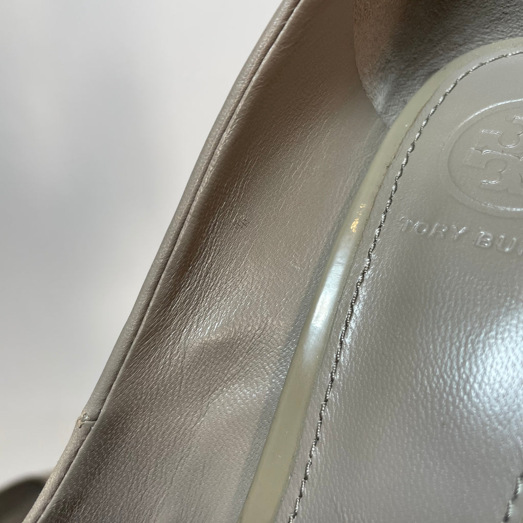 Tory Burch Grey 'Jolie' Peep-toe Wedges | Pre Loved |