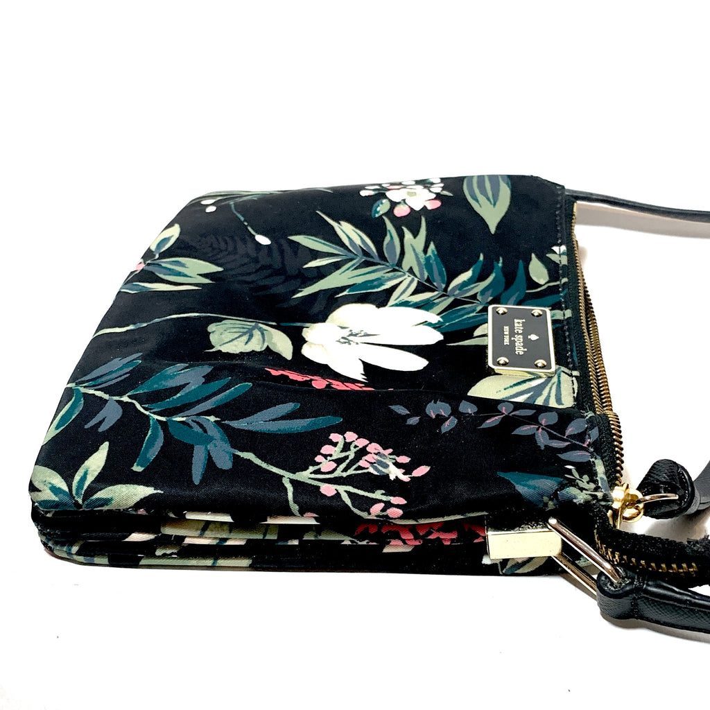 Kate Spade Black Floral Print Nylon Crossbody Bag | Gently Used |