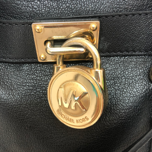 Michael Kors Black Leather Hamilton Lock Satchel | Pre Loved |