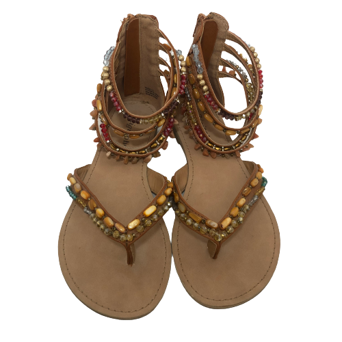 Zigi Soho Tan Beaded Gladiator Sandals | Pre Loved |