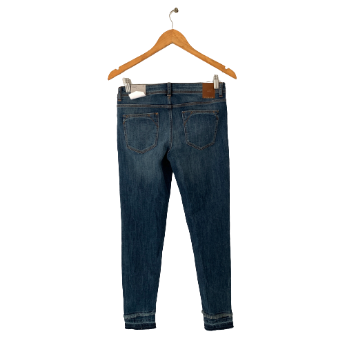 ZARA Blue Denim Distressed Mid-rise Skinny Jeans | Brand New |