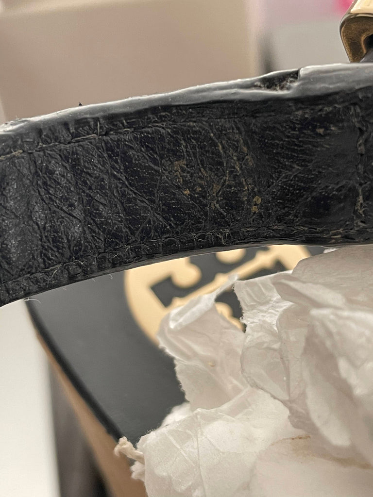 Tory Burch Black Leather & Cork Platform Wedges | Pre Loved |