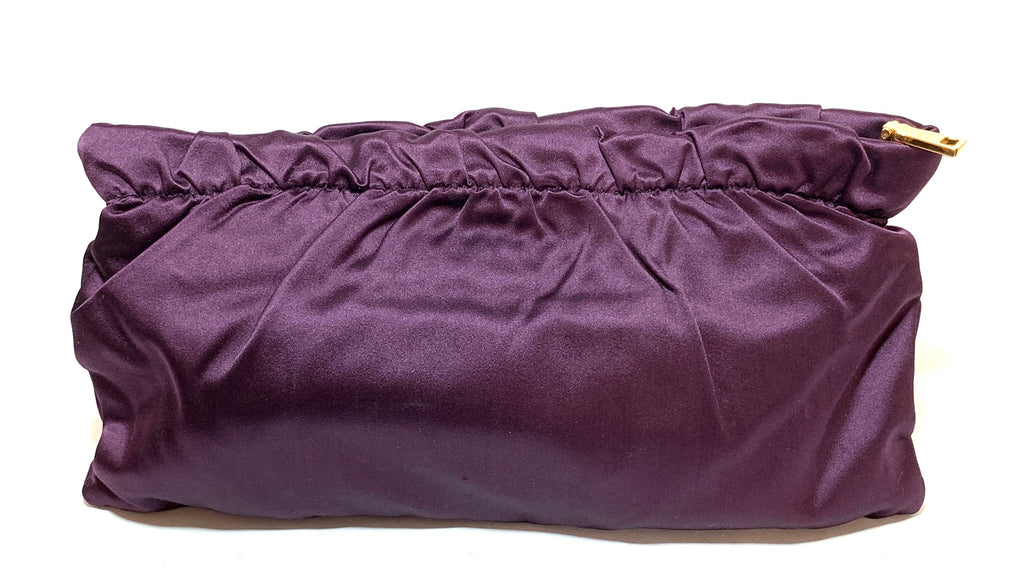 Prada Plum Pleated Satin Clutch | Gently Used |