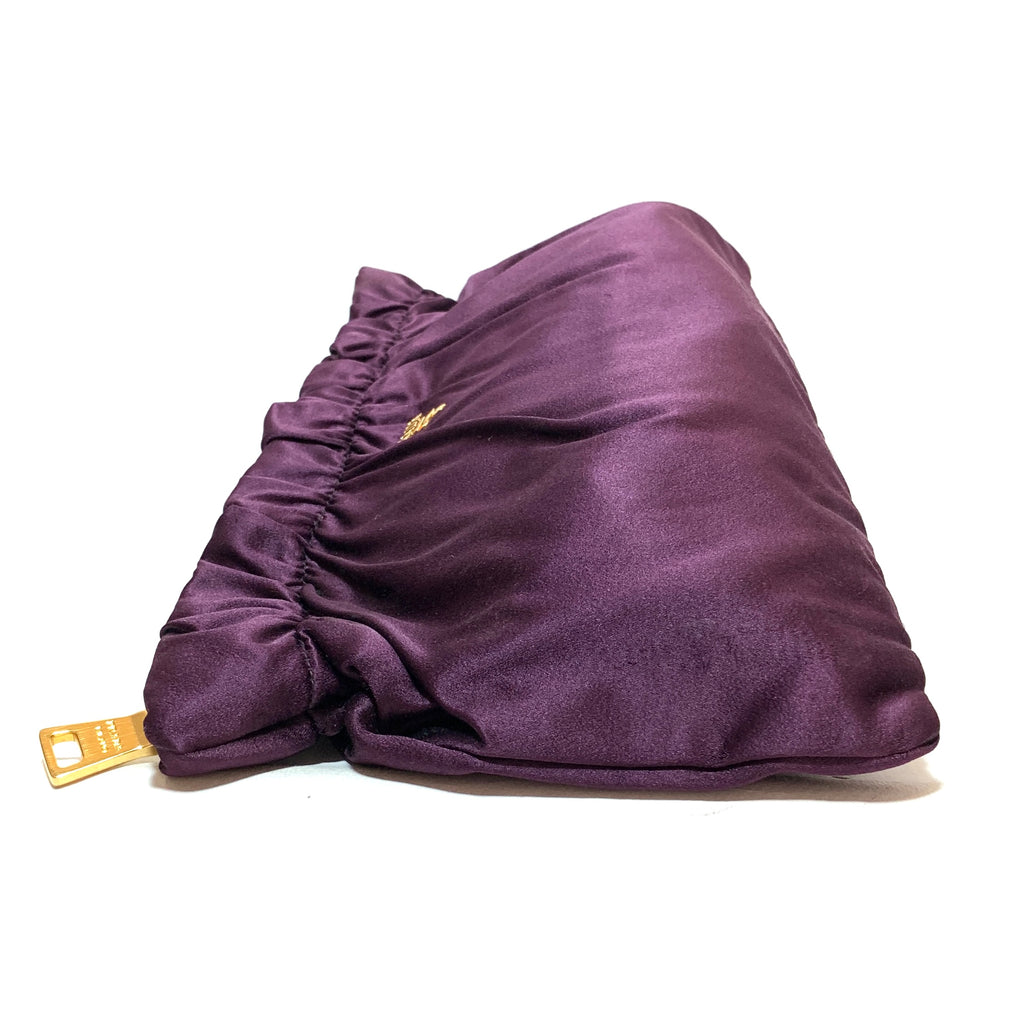 Prada Plum Pleated Satin Clutch | Gently Used |