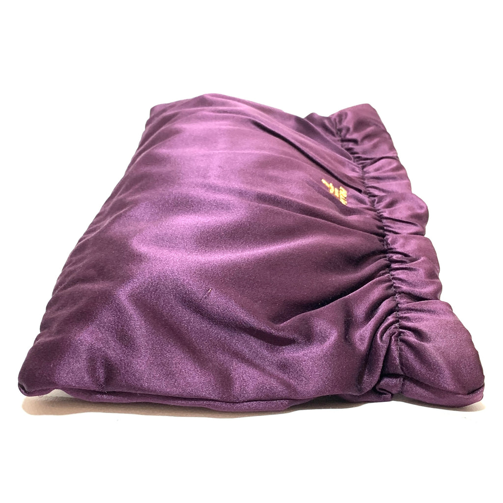 Prada Plum Pleated Satin Clutch | Gently Used |
