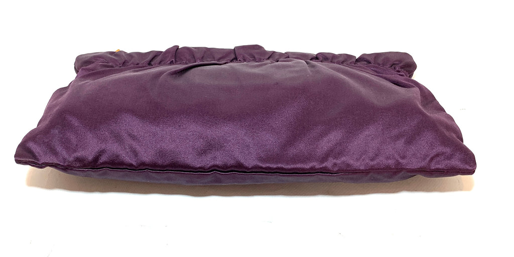 Prada Plum Pleated Satin Clutch | Gently Used |